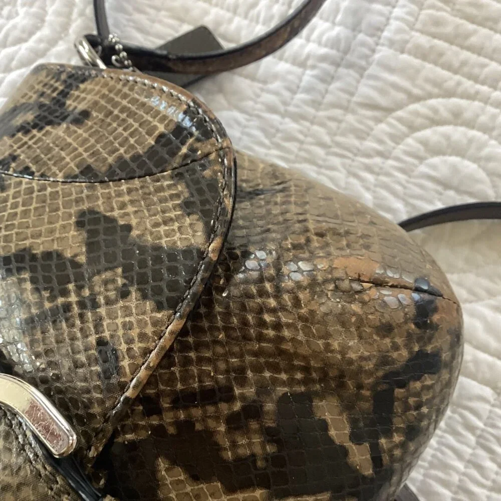Vintage Coach Soho Snake Python Reptile Pattern Leather Crossbody Flap Bag - Picture 6 of 16